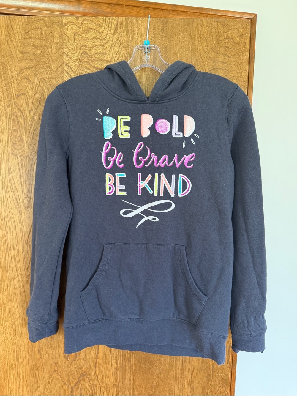 Charcoal Hoodie with 'Be Bold Be Brave Be Kind' Multicolor Graphic